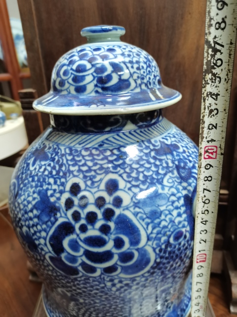古玩陶瓷青花鳳穿牡丹花紋將軍罐拍賣,當前價格22222元