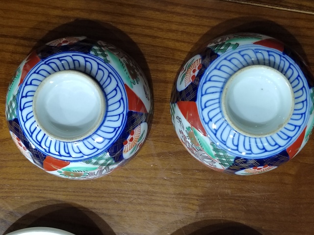 古玩陶瓷民國青花五彩花卉紋蓋碗一對拍賣，當前價格888元