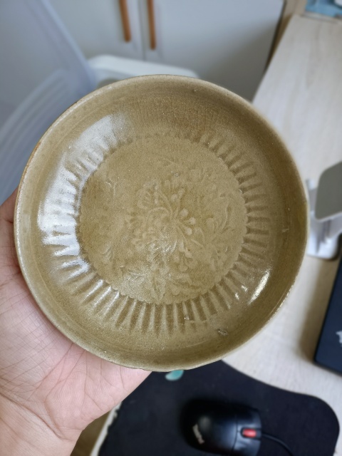 古玩陶瓷元代?影青釉印花盤拍賣,當前價格1600元