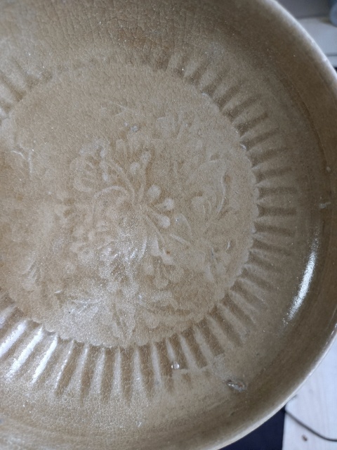 古玩陶瓷元代?影青釉印花盤拍賣,當前價格1600元