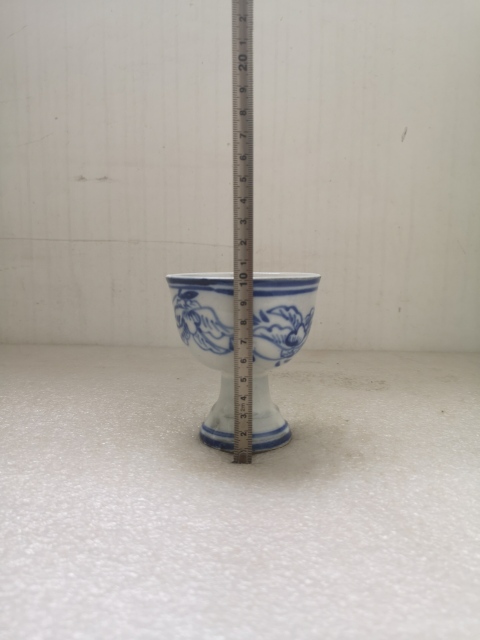 古玩陶瓷磁州窯青花花卉紋高足杯拍賣,當前價格450元