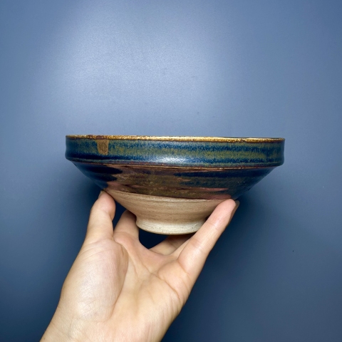 古玩陶瓷黑釉鐵銹斑紋直口斗笠碗拍賣,當前價格8800元