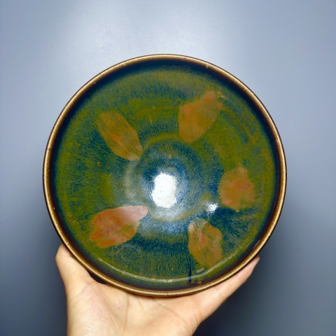 古玩陶瓷黑釉鐵銹斑紋束口碗拍賣，當前價格15000元