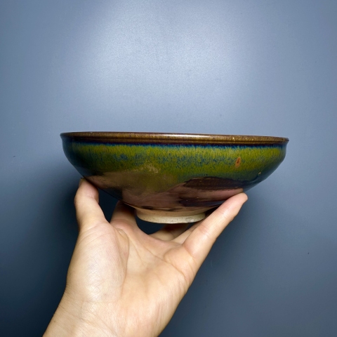 古玩陶瓷黑釉鐵銹斑紋束口碗拍賣，當前價格15000元