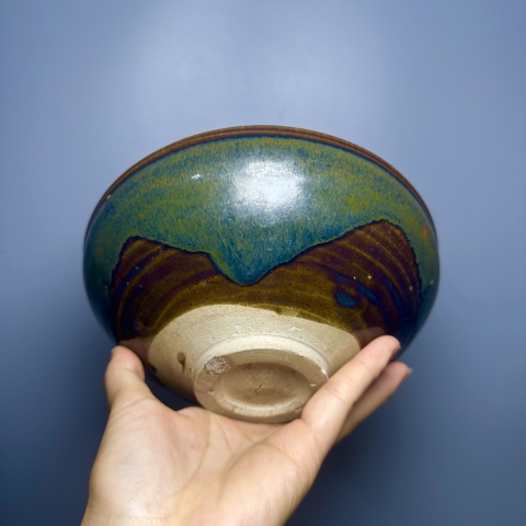 古玩陶瓷黑釉鐵銹斑紋束口碗拍賣，當前價格15000元