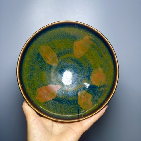 古玩陶瓷黑釉鐵銹斑紋束口碗拍賣，當前價格15000元