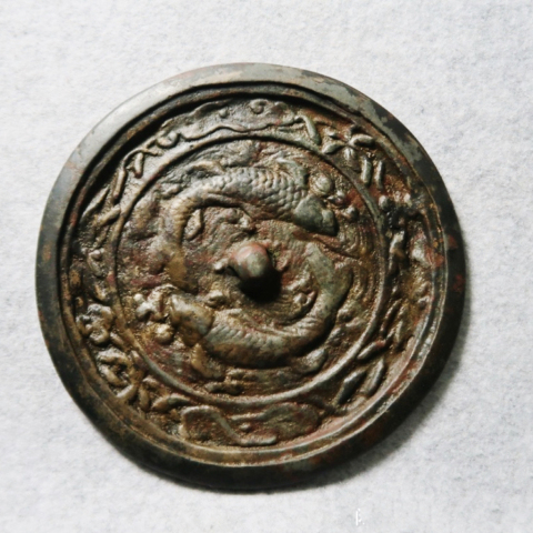 古玩銅器遼金雙魚銅鏡 大名譽(yù)品銅鏡拍賣，當(dāng)前價(jià)格4888元