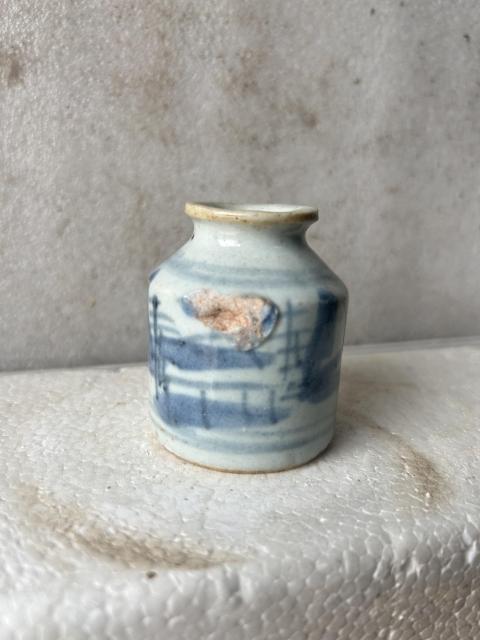 古玩陶瓷青花山水人物水盂拍賣,當前價格222元