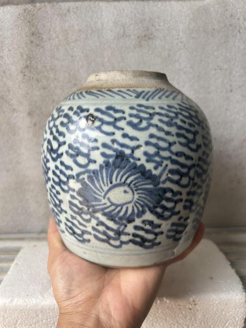 古玩陶瓷清中期 青花鳳眼罐拍賣,當前價格255元