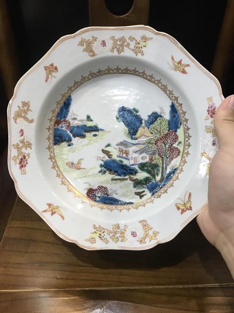 古玩陶瓷(新年放漏中)清-乾隆-山水風景亭臺樓閣-八方賞盤拍賣,當前價格2330元