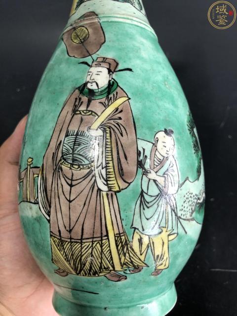 古玩陶瓷清晚期素三彩人物玉壺春瓶拍賣,當前價格4980元
