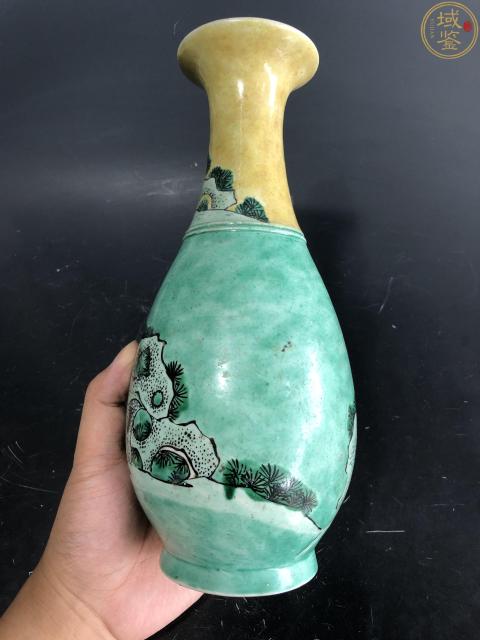古玩陶瓷清晚期素三彩人物玉壺春瓶拍賣,當前價格4980元