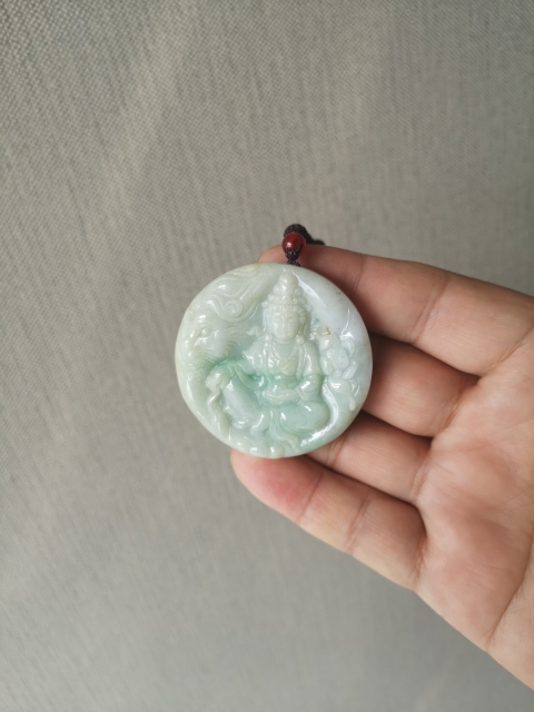 古玩玉器天然翡翠雕“文殊菩薩”掛牌拍賣，當(dāng)前價(jià)格298元