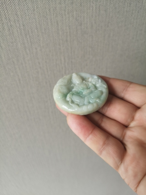 古玩玉器天然翡翠雕“文殊菩薩”掛牌拍賣，當(dāng)前價(jià)格298元