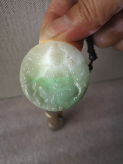 古玩玉器天然翡翠雕“文殊菩薩”掛牌拍賣，當(dāng)前價(jià)格298元