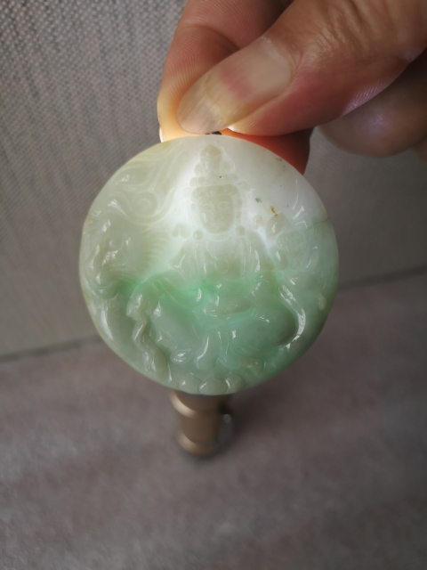 古玩玉器天然翡翠雕“文殊菩薩”掛牌拍賣，當(dāng)前價(jià)格298元