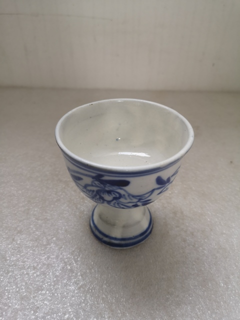 古玩陶瓷磁州窯青花花卉紋高足杯拍賣,當前價格450元