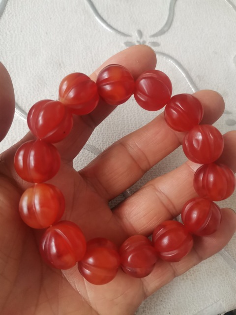 古玩雜項仿南紅瑪瑙瓜珠手串拍賣，當前價格80元