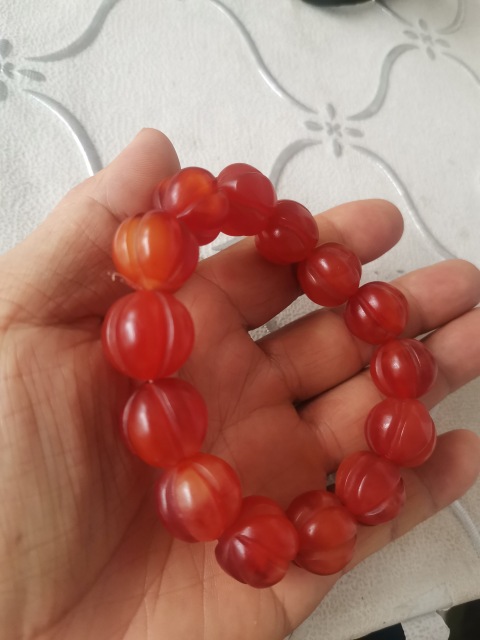 古玩雜項仿南紅瑪瑙瓜珠手串拍賣，當前價格80元