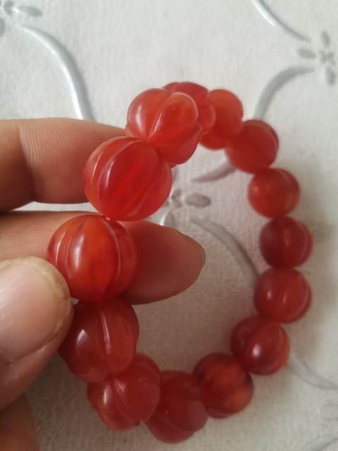 古玩雜項仿南紅瑪瑙瓜珠手串拍賣，當前價格80元