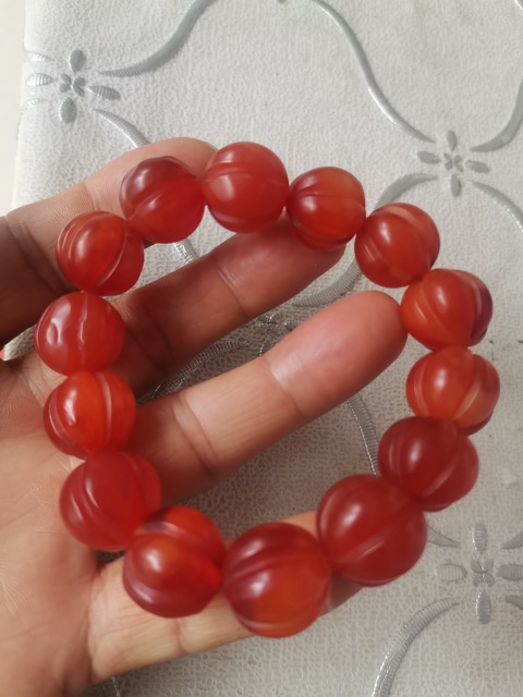 古玩雜項仿南紅瑪瑙瓜珠手串拍賣，當前價格80元