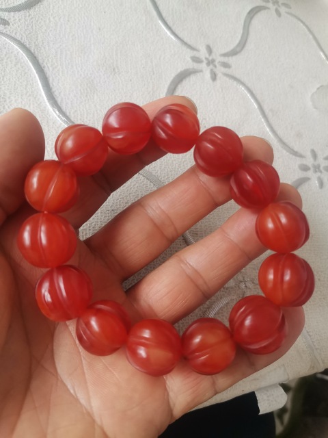 古玩雜項仿南紅瑪瑙瓜珠手串拍賣，當前價格80元