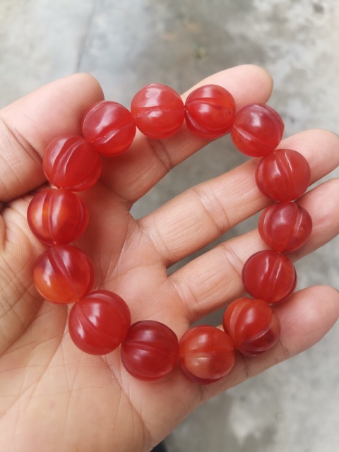 古玩雜項仿南紅瑪瑙瓜珠手串拍賣，當前價格80元
