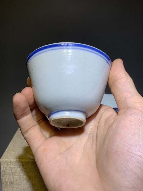古玩陶瓷青花線條紋杯一對(duì)拍賣，當(dāng)前價(jià)格0元