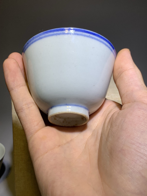 古玩陶瓷青花線條紋杯一對(duì)拍賣，當(dāng)前價(jià)格0元