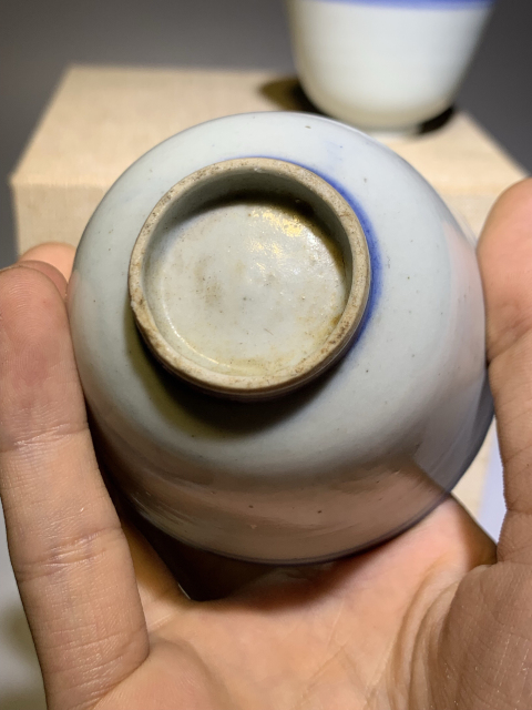 古玩陶瓷青花線條紋杯一對(duì)拍賣，當(dāng)前價(jià)格0元