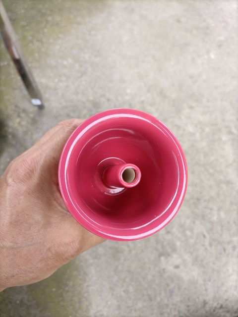 古玩陶瓷紅釉燈臺拍賣，當(dāng)前價格300元