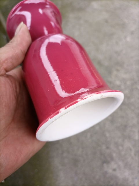 古玩陶瓷紅釉燈臺拍賣，當(dāng)前價格300元