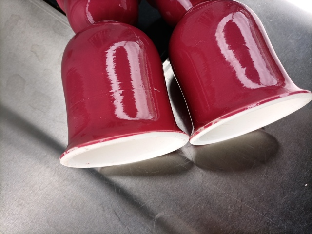 古玩陶瓷紅釉燈臺拍賣，當(dāng)前價格300元