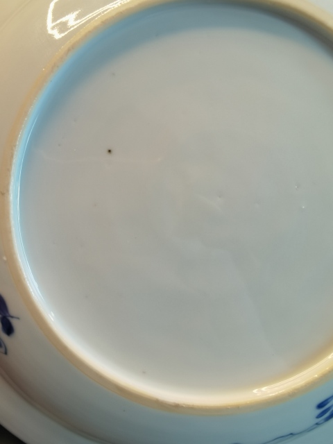 古玩陶瓷康熙翠毛藍青花花卉紋盤拍賣,當前價格3888元