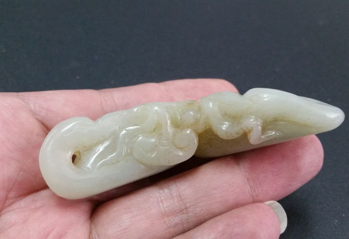 古玩玉器和田玉雕“鶴銜靈芝”水盂拍賣，當前價格580元
