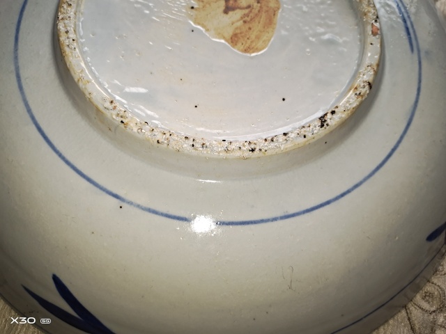 古玩陶瓷青花鳳穿牡丹圖大盤拍賣,當前價格6800元