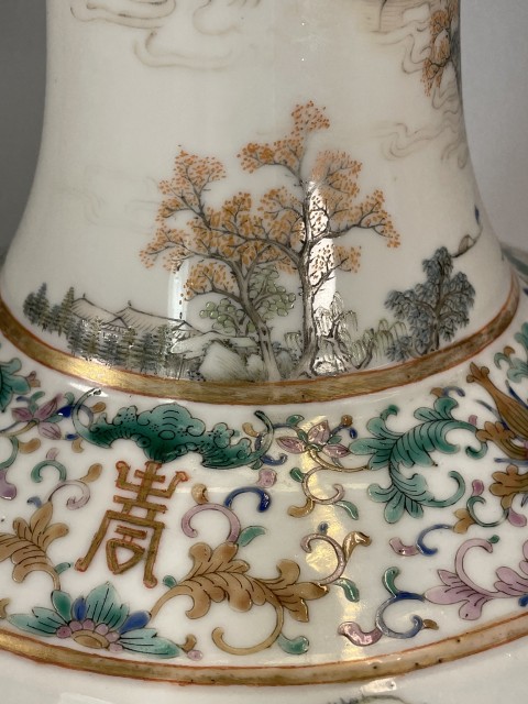 中国　大清光緒年製　粉彩山水文　高足盤　N　R6782E 中国 大清光緒年製 粉彩山水文 高足盤 N R6782E 美術