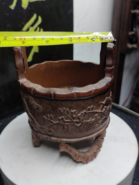古玩雜項(特價)精品竹雕歲寒三友香爐拍賣,當前價格480元