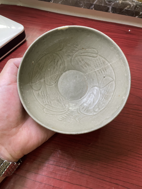 古玩陶瓷館藏級(jí)北宋同安窯珠光青瓷雙面刻花碗拍賣(mài),當(dāng)前價(jià)格598元