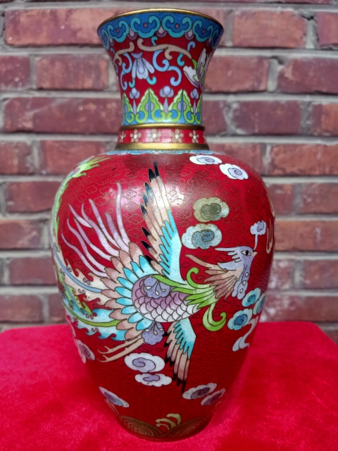 古玩雜項創匯?銅胎掐絲琺瑯花瓶拍賣,當前價格1500元