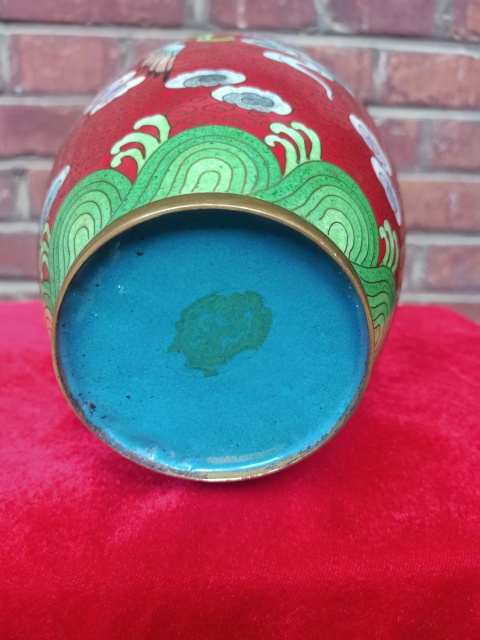 古玩雜項創匯?銅胎掐絲琺瑯花瓶拍賣,當前價格1500元