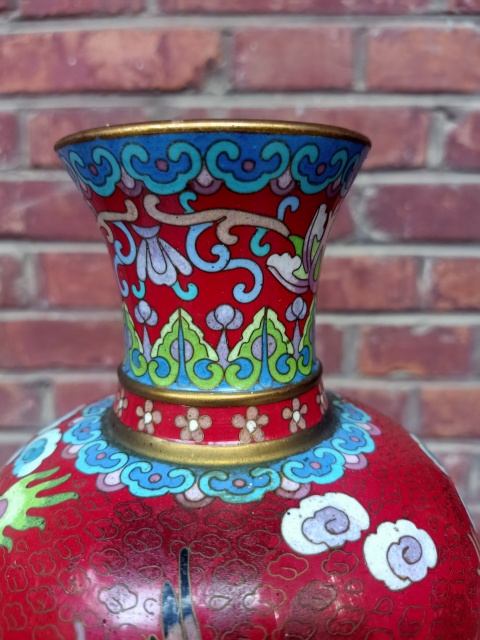 古玩雜項創匯?銅胎掐絲琺瑯花瓶拍賣,當前價格1500元