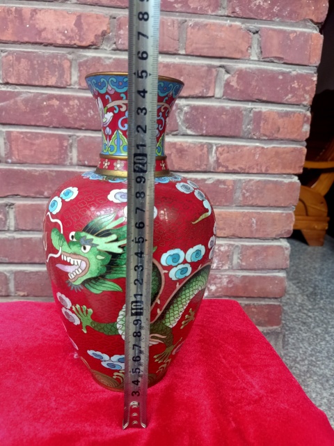 古玩雜項創匯?銅胎掐絲琺瑯花瓶拍賣,當前價格1500元