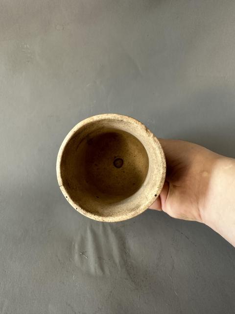 古玩陶瓷磁州窯褐釉黃彩燭臺拍賣,當前價格59元