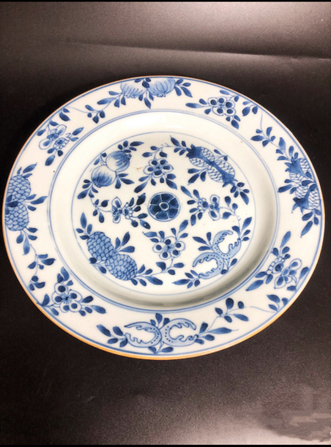 古玩陶瓷清康熙·精品青花三多紋飾折沿盤拍賣，當前價格3288元