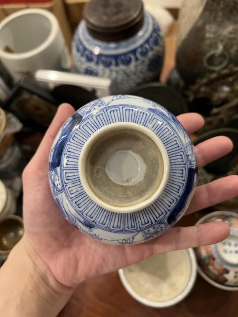 古玩陶瓷民國青花山水蓋碗拍賣，當前價格299元