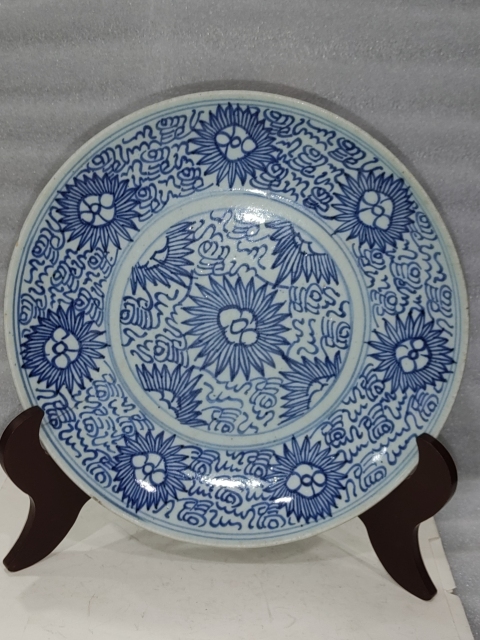 古玩陶瓷青花太陽花紋盤拍賣，當前價格1880元