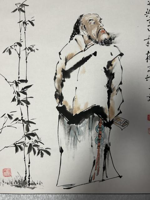 古玩字畫何奕興老師精品斗方寫意人物拍賣,當前價格550元