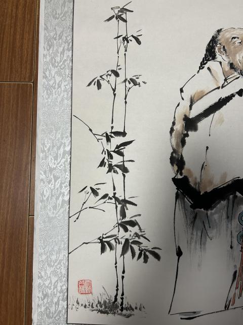 古玩字畫何奕興老師精品斗方寫意人物拍賣,當前價格550元