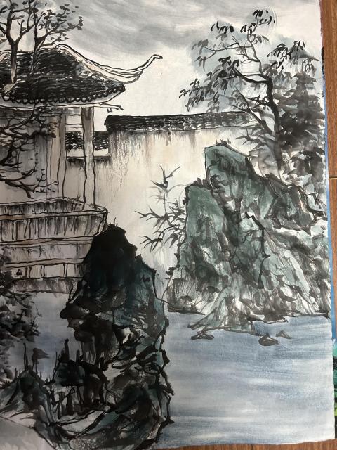 古玩字畫曾松濤老師《寫意山水》拍賣,當前價格450元
